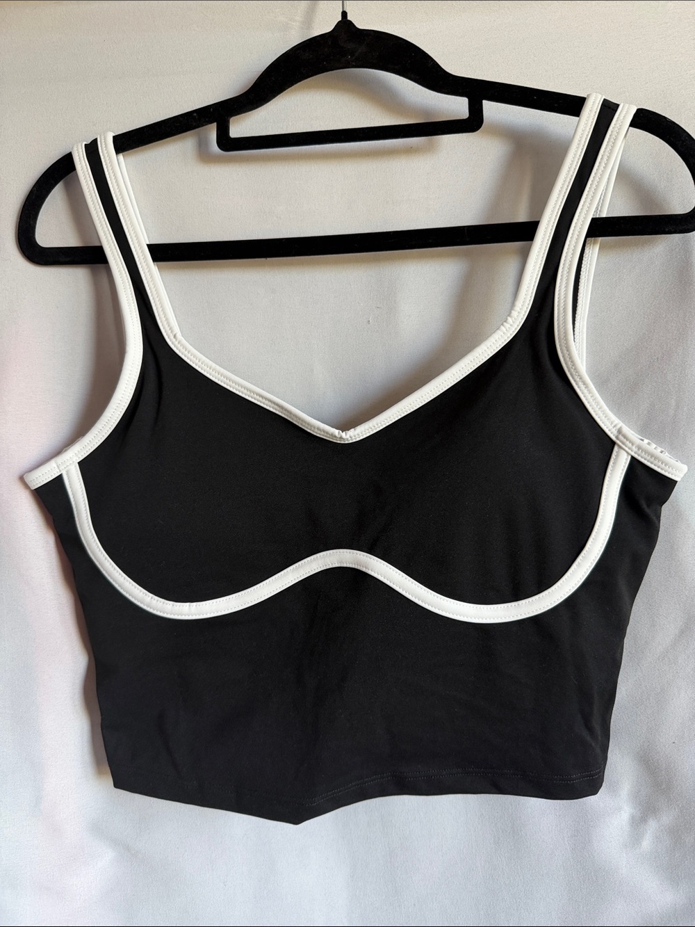 Black & White Contrast Crop Bra Tank - Women Intimates